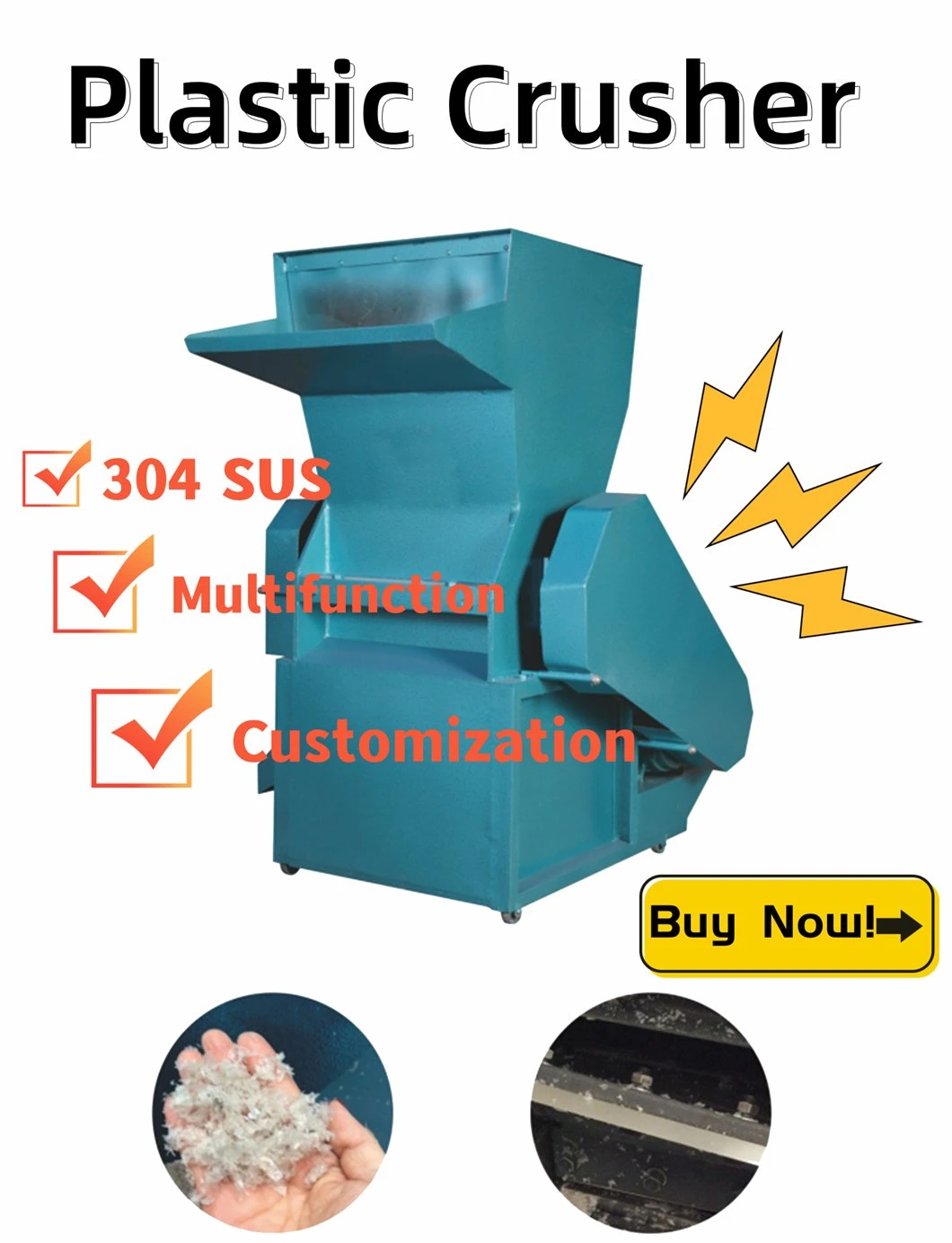 250-400kg/H Recycled Waste Plastic Film Crushing Crusher Shredding Shredder
