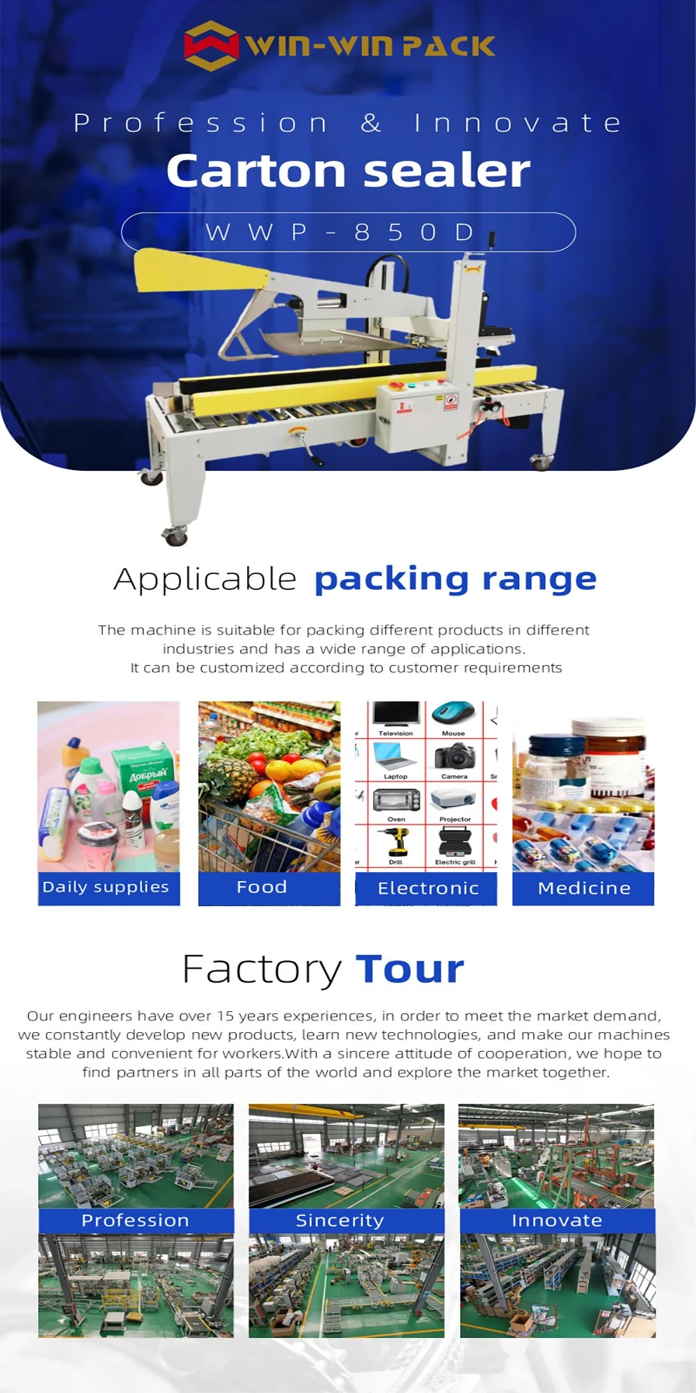 Vertical Packing Machine Case Erector Carton Sealer Case Packer Industrial Equipment Packaging for Powder/Spice